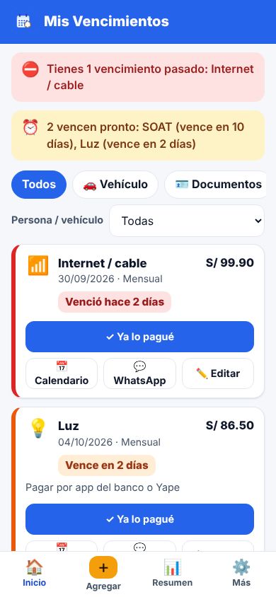 Mis Vencimientos