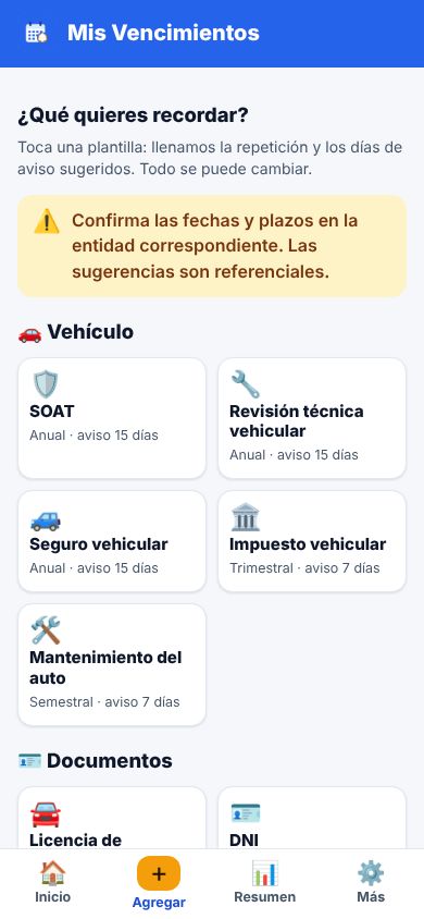 Mis Vencimientos: captura 2