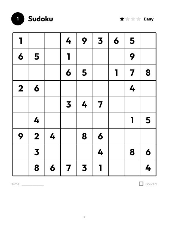 Extra Large Print Sudoku for Seniors: página de muestra 1