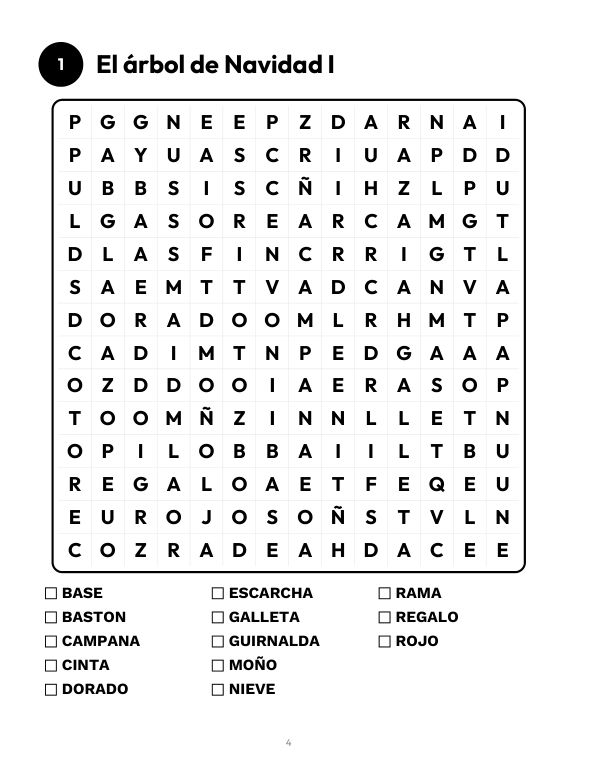 Sopa de Letras de Navidad – Letra Grande: página de muestra 1